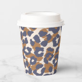 Leopard Print Blue und Brown Pappbecher (Vorderseite)