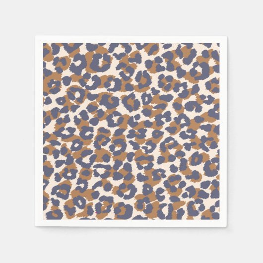 Leopard Print Blue und Brown- Serviette (Vorderseite)