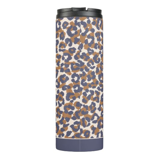 Leopard Print Blue und Brown- Thermosbecher (Rückseite)