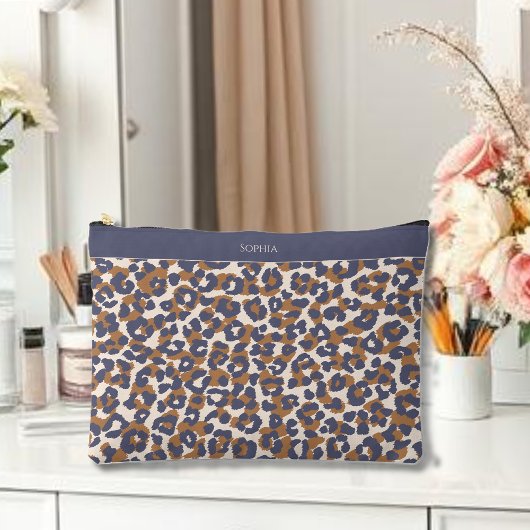 Leopard Print Blue und Brown Zubehörtasche