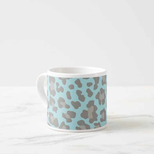 Leopard Print Blue und Grau Espressotasse (Vorderseite Links)