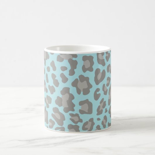 Leopard Print Blue und Grau Kaffeetasse (Mittel)