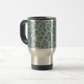 Leopard Print Blue und Grau Reisebecher (Vorderseite Links)