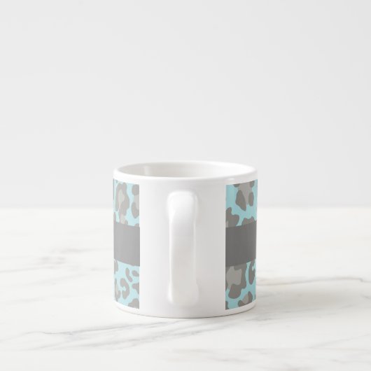 Leopard Print Blue und Gray Espresso Tasse (Rückseite)