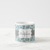 Leopard Print Blue und Gray Espresso Tasse (Vorderseite)