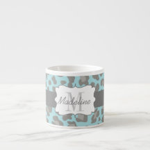 Leopard Print Blue und Gray Espresso Tasse