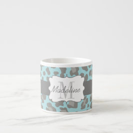 Leopard Print Blue und Gray Espresso Tasse