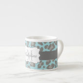 Leopard Print Blue und Gray Espresso Tasse (Vorderseite Rechts)