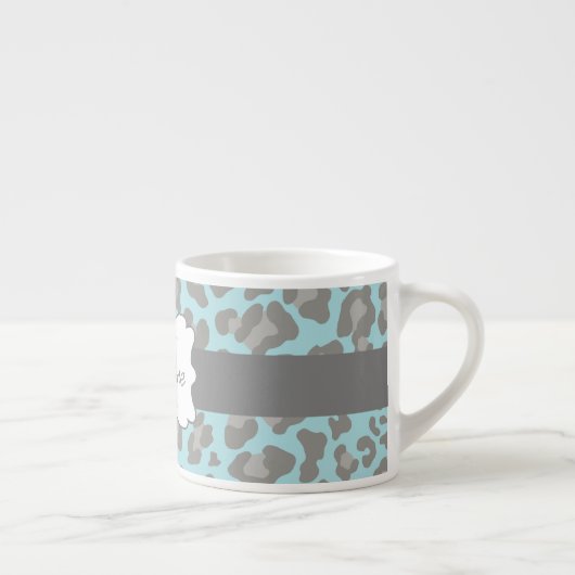 Leopard Print Blue und Gray Espresso Tasse (Rechts)
