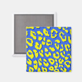 Leopard Print Blue Yellow Magnet (Vorderseite/Rückseite)