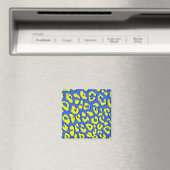 Leopard Print Blue Yellow Magnet (In Situ (Geschirrspüler))