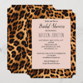 Leopard Print Blush Pink Chic Gold Glam Einladung