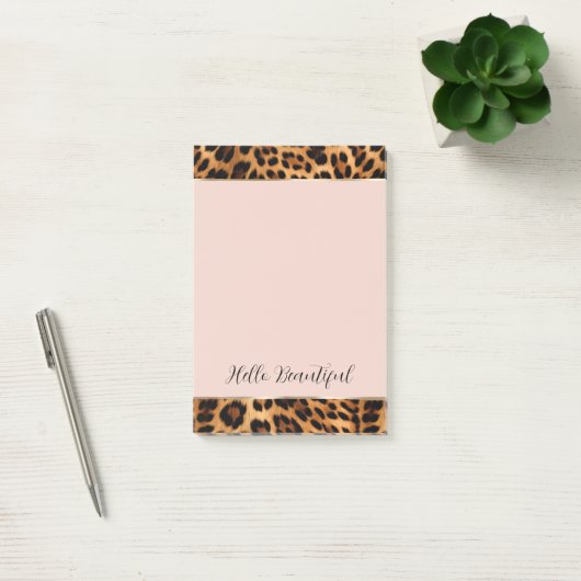 Leopard Print Blush Pink Chic Gold Glam Post-it Klebezettel (Büro)