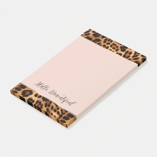 Leopard Print Blush Pink Chic Gold Glam Post-it Klebezettel (angewinkelt)