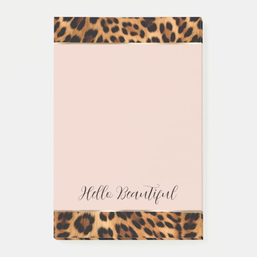 Leopard Print Blush Pink Chic Gold Glam Post-it Klebezettel (Vorderseite)
