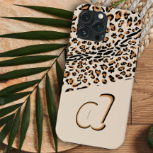 Leopard Print Bold Pop Initial Natural