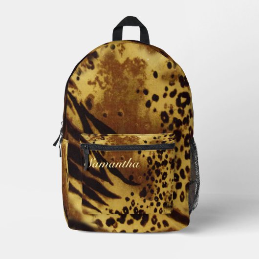 Leopard Print Bookbag - Trendy School & Travel Bag Bedruckter Rucksack (Vorderseite)