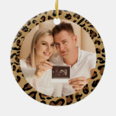 Leopard Print Boujee Weihnachtsschwangerschaft Fot Keramik Ornament (Hinten)