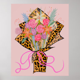 Leopard Print Bouquet Wall Art Poster