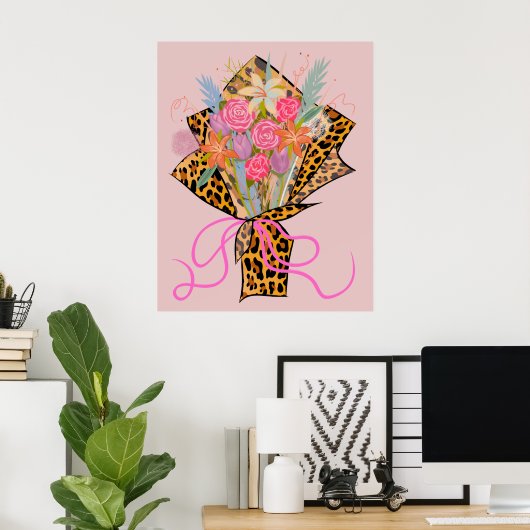 Leopard Print Bouquet Wall Art Poster (Heimbüro)