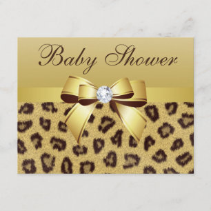 Leopard Print, Bow & Diamond Baby Dusche Einladung