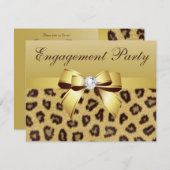 Leopard Print, Bow & Diamond Engagement Party Einladung (Vorne/Hinten)