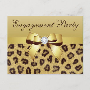 Leopard Print, Bow & Diamond Engagement Party Einladung