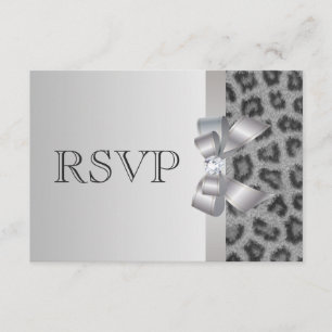 Leopard Print, Bow & Diamond UAWG Wedding RSVP Karte