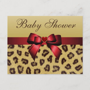 Leopard Print, Bow & Heart Babydusche Einladung