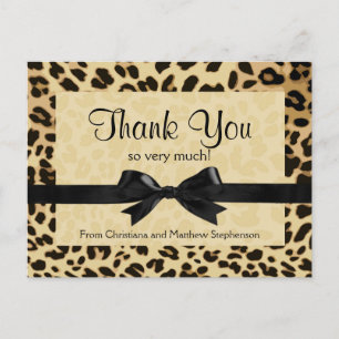 Leopard Print Bow Vielen Dank Postkarte
