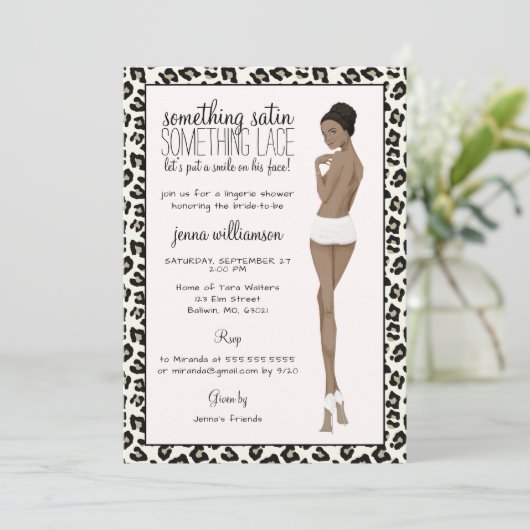 Leopard Print Bride Lingerie Dusche Einladung (Stehend Vorderseite)