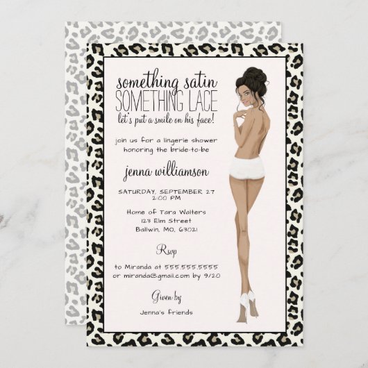 Leopard Print Bride Lingerie Dusche Einladung (Vorne/Hinten)