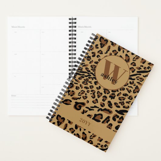 Leopard Print Brown Black Mit Monogramm 2023 Planer (Anzeige)