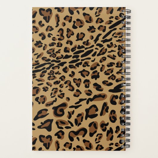Leopard Print Brown Black Mit Monogramm 2023 Planer (Rückseite)