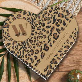 Leopard Print Brown Black Mit Monogramm Heart gefo Notizblock
