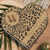 Leopard Print Brown Black Mit Monogramm Heart gefo Notizblock