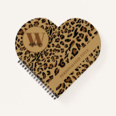 Leopard Print Brown Black Mit Monogramm Heart gefo Notizblock (Vorderseite)