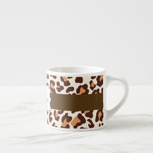 Leopard Print Brown Tan Cream Espresso Tasse (Rechts)