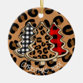 Leopard Print, Buffalo Kariert, Weihnachtsbäume Keramik Ornament (Vorne)
