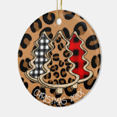 Leopard Print, Buffalo Kariert, Weihnachtsbäume Keramik Ornament (Links)
