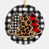 Leopard Print, Buffalo Kariert, Weihnachtsbäume Keramik Ornament (Vorne)
