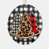 Leopard Print, Buffalo Kariert, Weihnachtsbäume Keramik Ornament (Links)