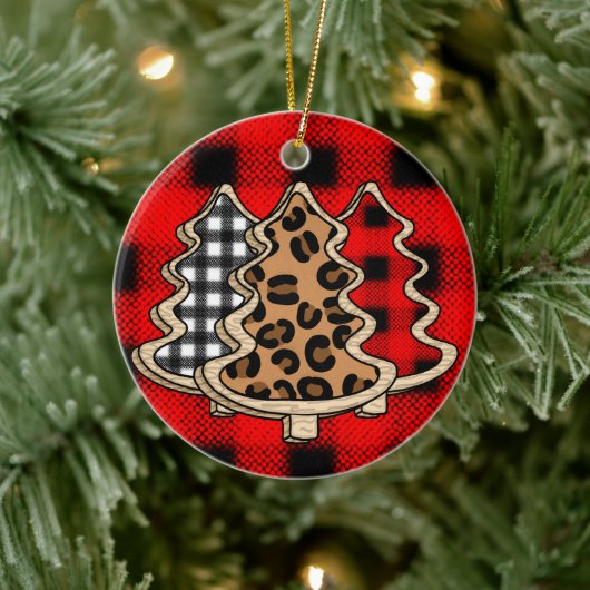 Leopard Print, Buffalo Kariert, Weihnachtsbäume Keramik Ornament (Baum)