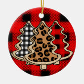 Leopard Print, Buffalo Kariert, Weihnachtsbäume Keramik Ornament (Vorne)