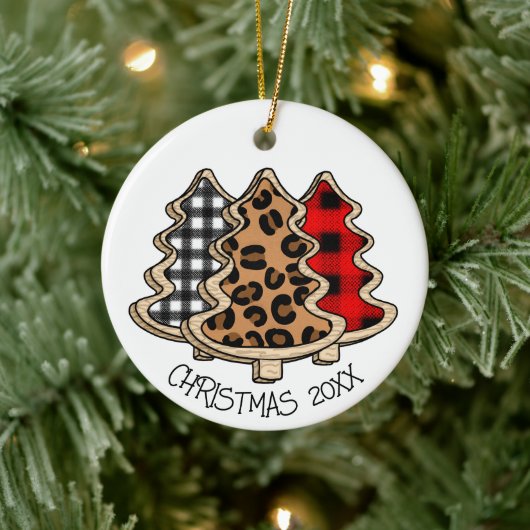 Leopard Print, Buffalo Kariert, Weihnachtsbäume Keramik Ornament (Baum)