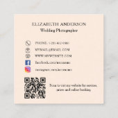 Leopard Print Bug Peach QR Code Social Media Quadratische Visitenkarte (Rückseite)