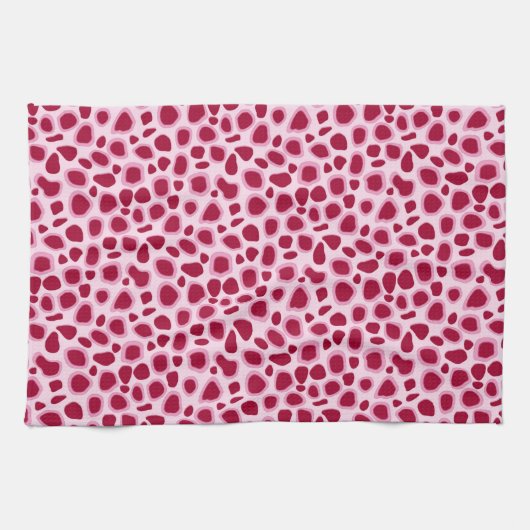 Leopard Print - Burgund und Rosa Geschirrtuch (Horizontal)