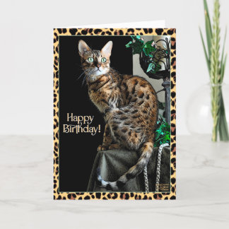 Leopard Print Cat-Themed Geburtstagskarte Karte