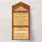 Leopard Print Cheetah Brown Safari Animal Wedding All In One Einladung (Innen Boden)