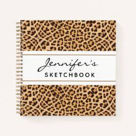 Leopard Print Chic Personalisiert Artist Sketchboo Notizblock